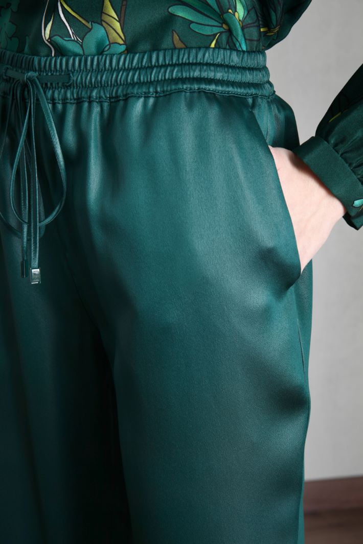 Pantaloni jogger in raso - VERDE SCURO - Fashion Market - 3