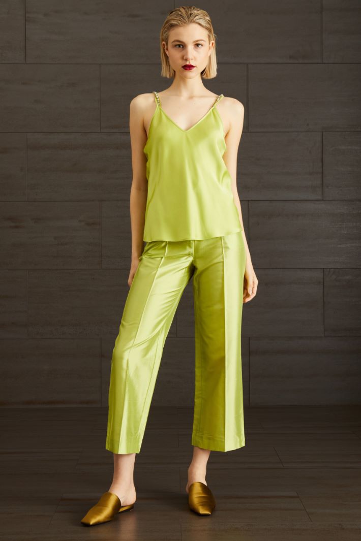 Top in envers satin - LIME - Fashion Market