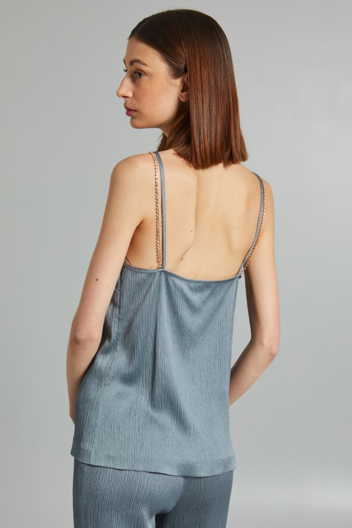 Top in creponne di viscosa - AZZURRO POLVERE - Fashion Market - 4