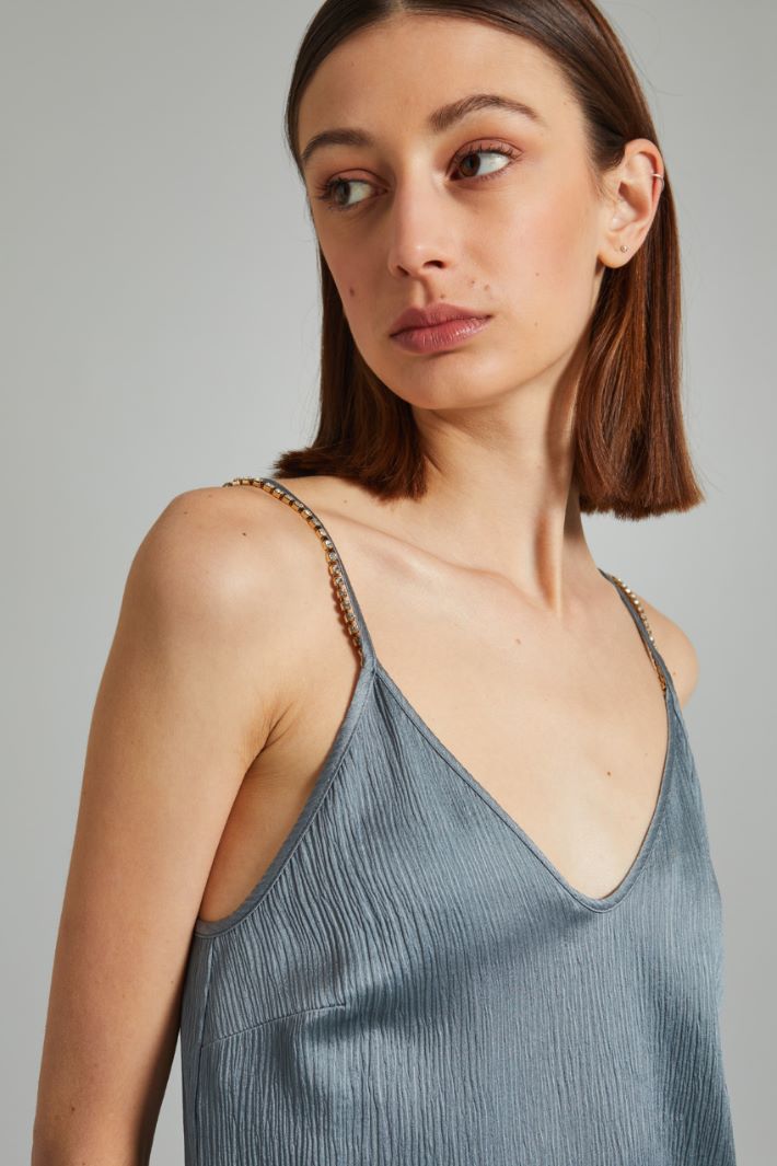 Top in creponne di viscosa - AZZURRO POLVERE - Fashion Market - 3