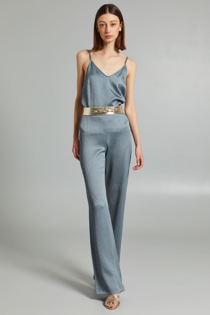 Top in creponne di viscosa - AZZURRO POLVERE - Fashion Market