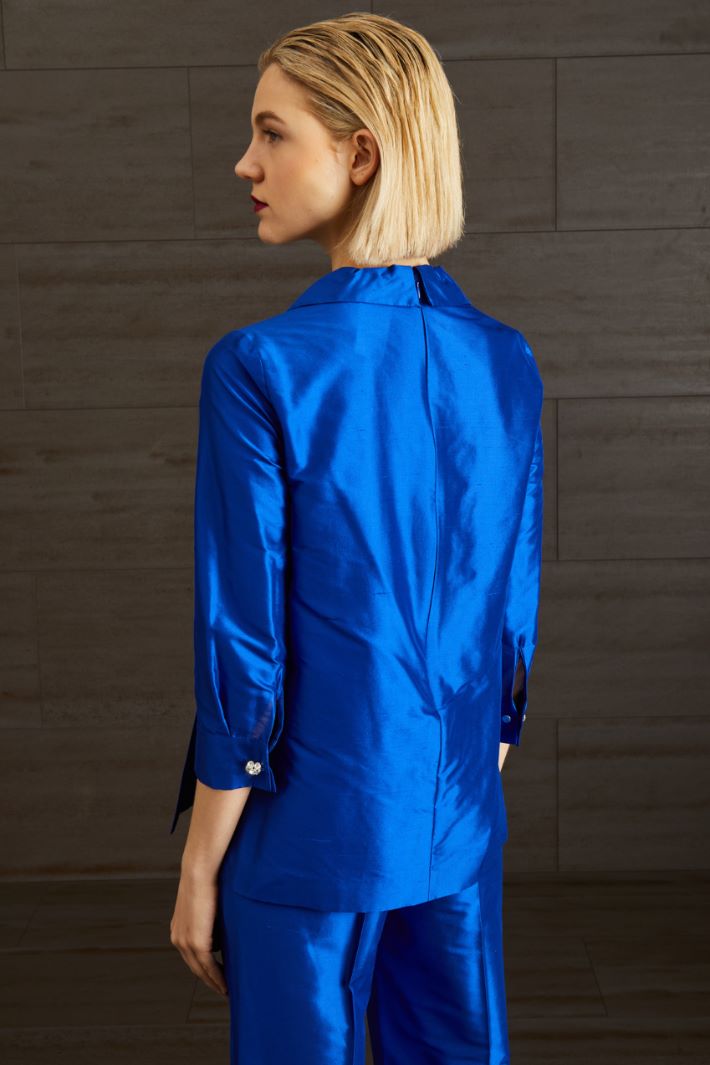 Casacca in shantung di seta - BLU ELETTRICO - Fashion Market - 4
