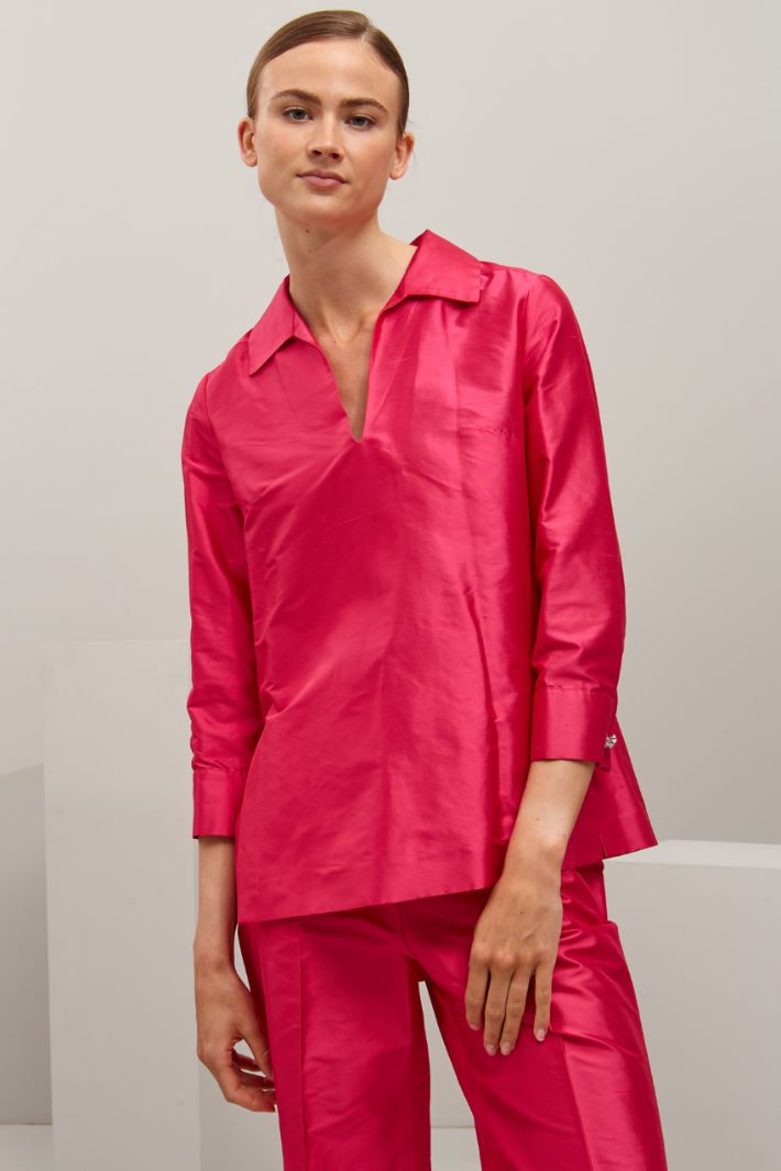 Casacca in shantung di seta - FUXIA - Fashion Market - 2