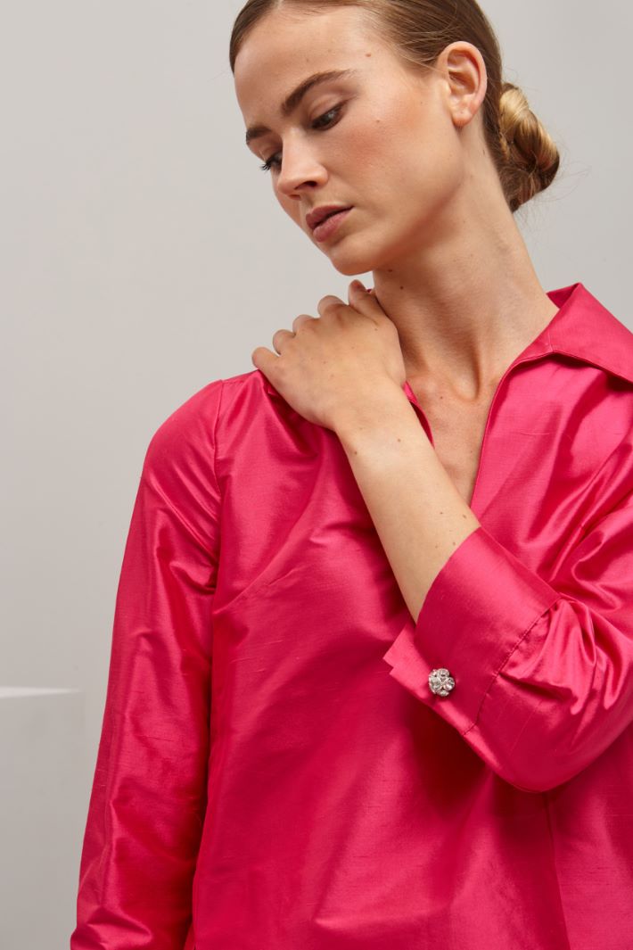 Casacca in shantung di seta - FUXIA - Fashion Market - 3