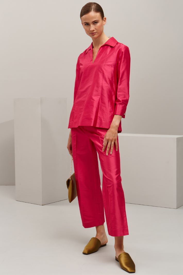 Casacca in shantung di seta - FUXIA - Fashion Market