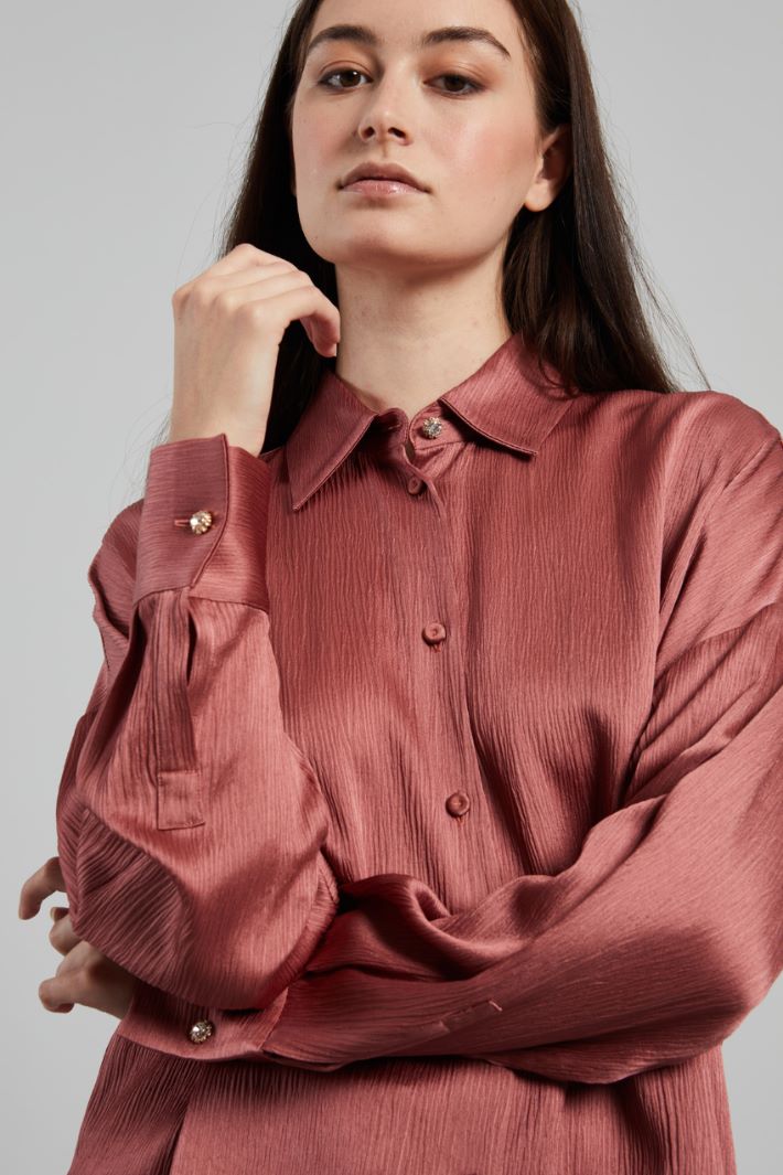 Camicia over in creponne di viscosa - ROSA ANTICO - Fashion Market - 2