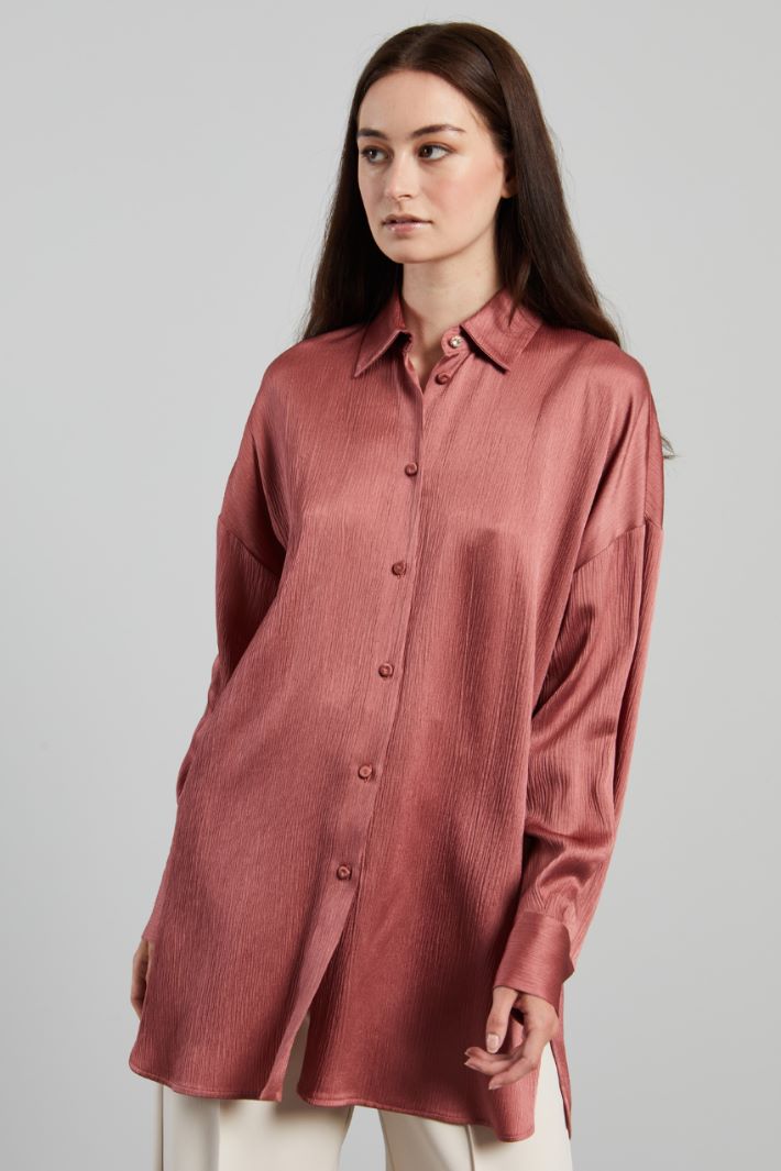 Camicia over in creponne di viscosa - ROSA ANTICO - Fashion Market - 3