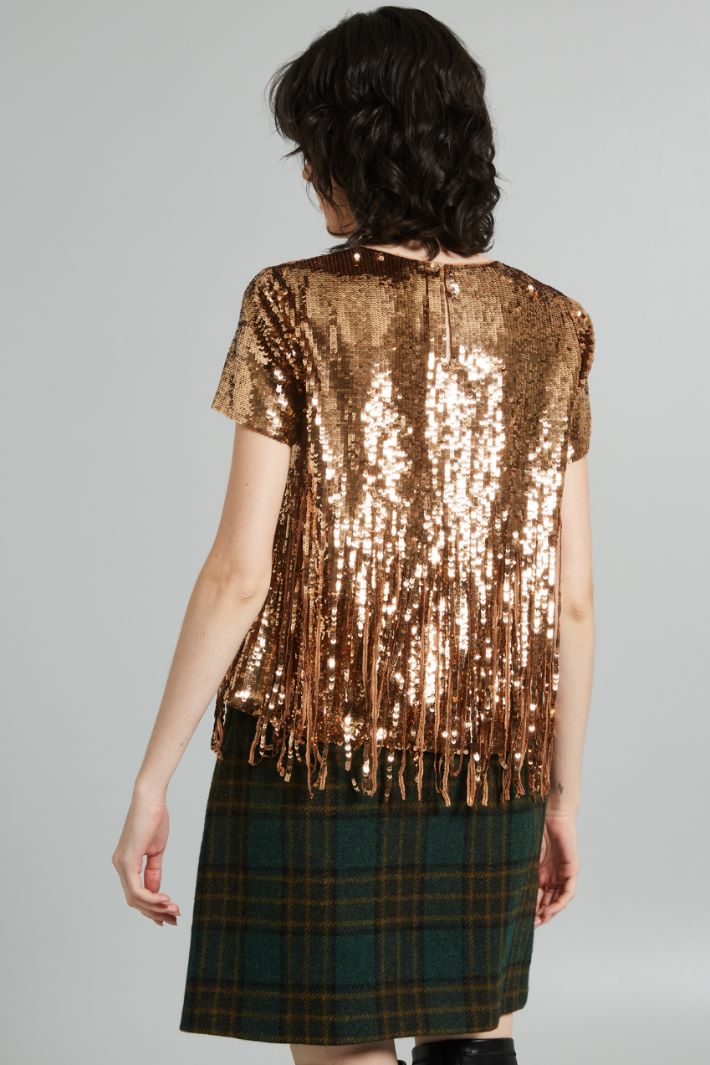 Top con paillettes e frange - BRONZO - Fashion Market - 4