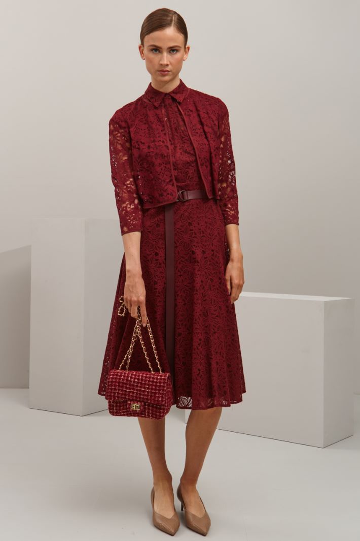 Coprispalle in pizzo macramè - ROSSO RUBINO - Fashion Market