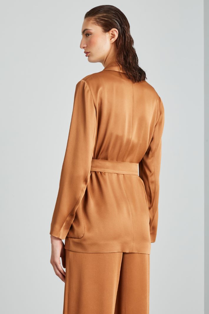 Blazer fluido con cintura - BRONZO - Fashion Market - 4