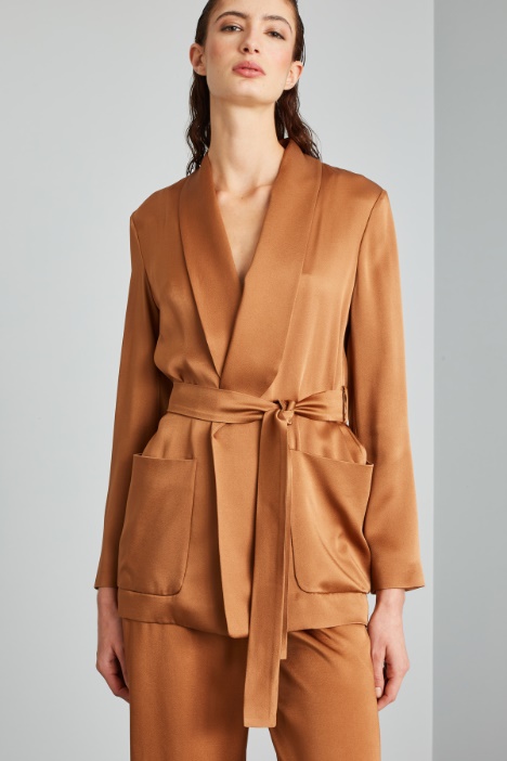 Blazer fluido con cintura - Fashion Market