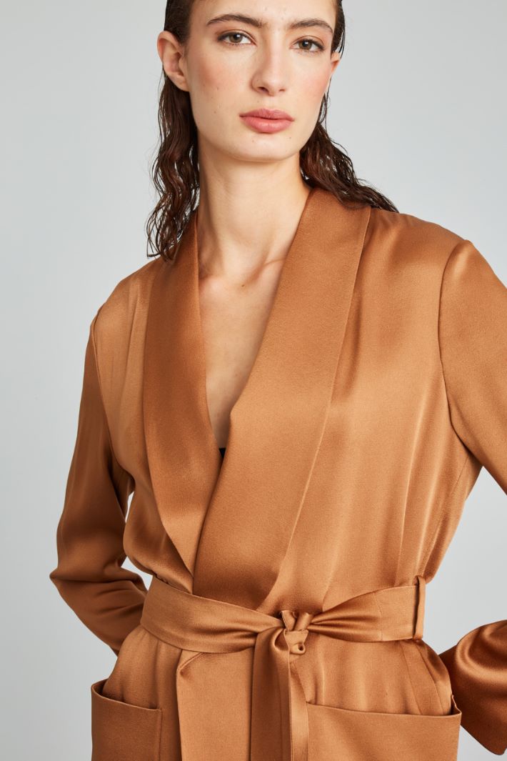 Blazer fluido con cintura - BRONZO - Fashion Market - 3