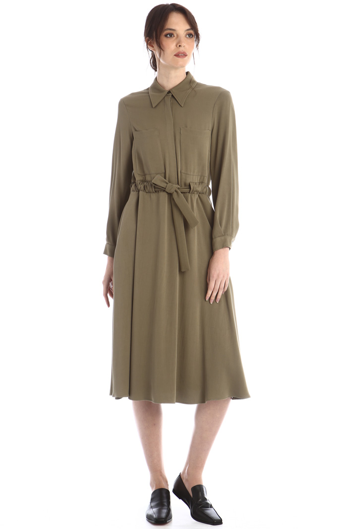 Abito chemisier midi in twill - VERDE KAKI - Fashion Market - 3