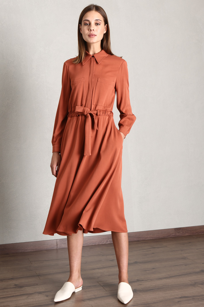 Abito chemisier midi in twill - RUGGINE - Fashion Market - 4