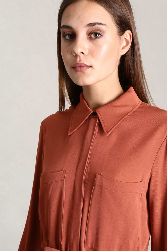 Abito chemisier midi in twill - RUGGINE - Fashion Market - 3