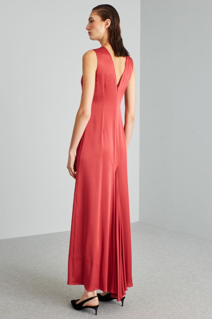 Abito lungo in enver satin - ROSA FRAGOLA - Fashion Market - 4