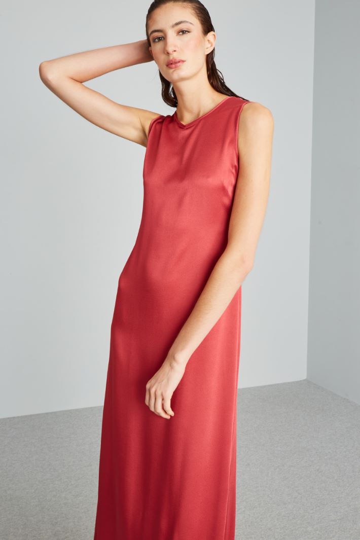 Abito lungo in enver satin - ROSA FRAGOLA - Fashion Market - 2