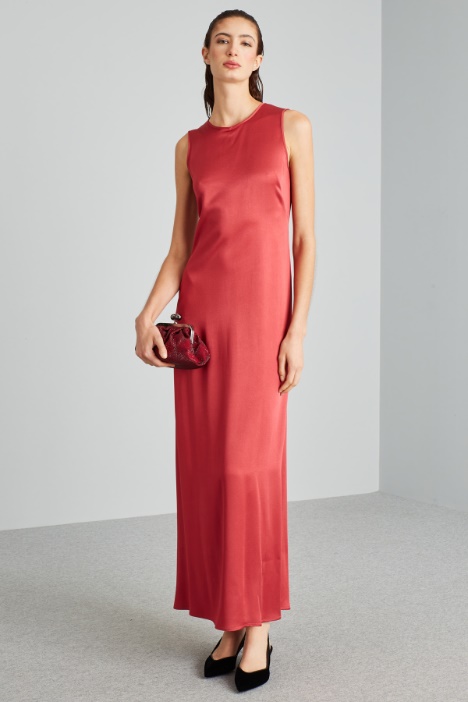 Abito lungo in enver satin - Fashion Market