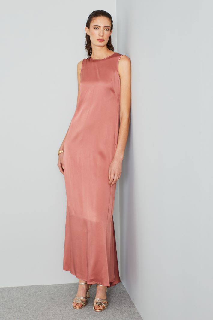 Abito lungo in enver satin - ROSA ANTICO - Fashion Market - 2