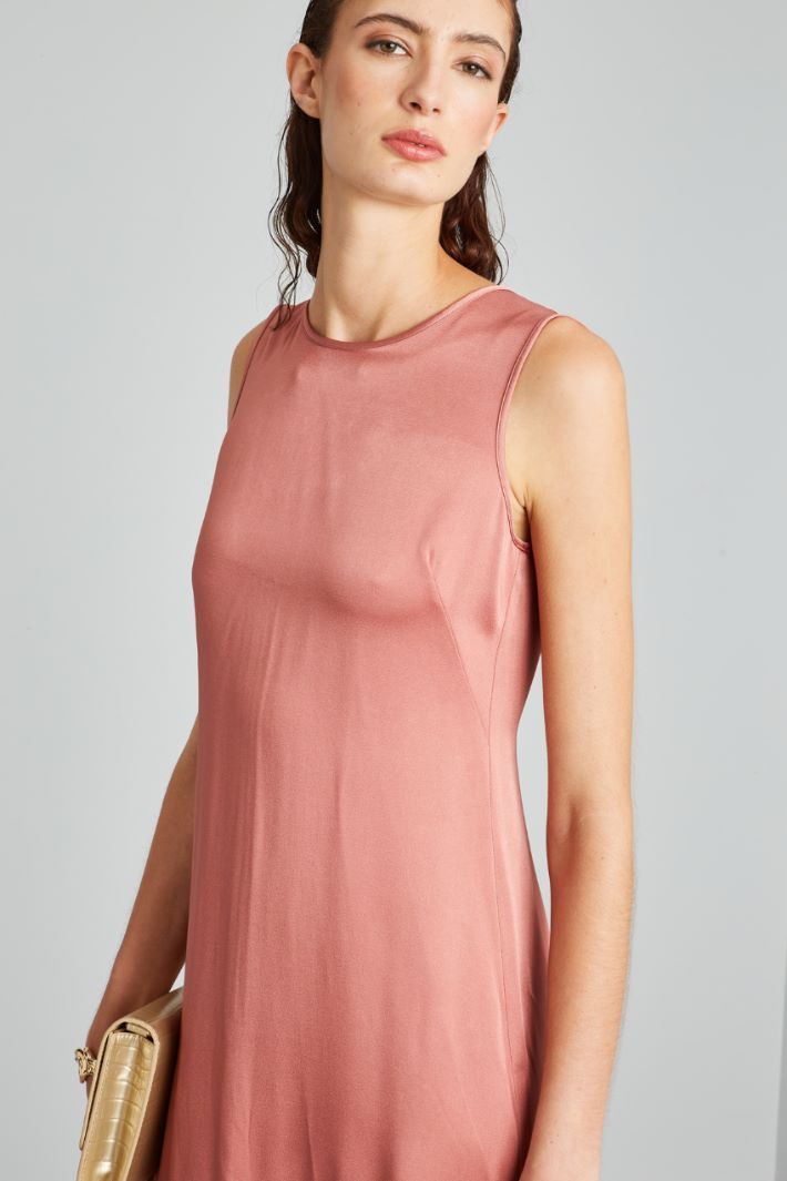 Abito lungo in enver satin - ROSA ANTICO - Fashion Market - 3