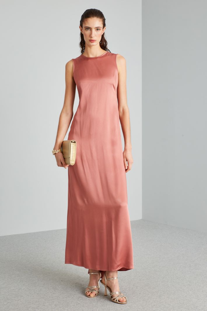 Abito lungo in enver satin - ROSA ANTICO - Fashion Market