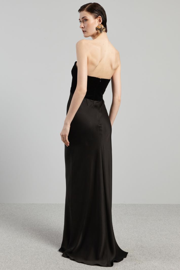 Abito bustier in envers satin - NERO - Fashion Market - 4