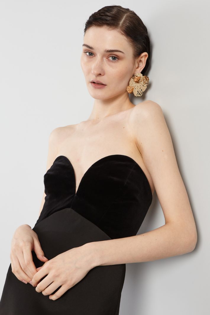 Abito bustier in envers satin - NERO - Fashion Market - 3