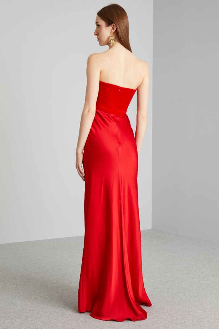 Abito bustier in envers satin - ROSSO FUOCO - Fashion Market - 4