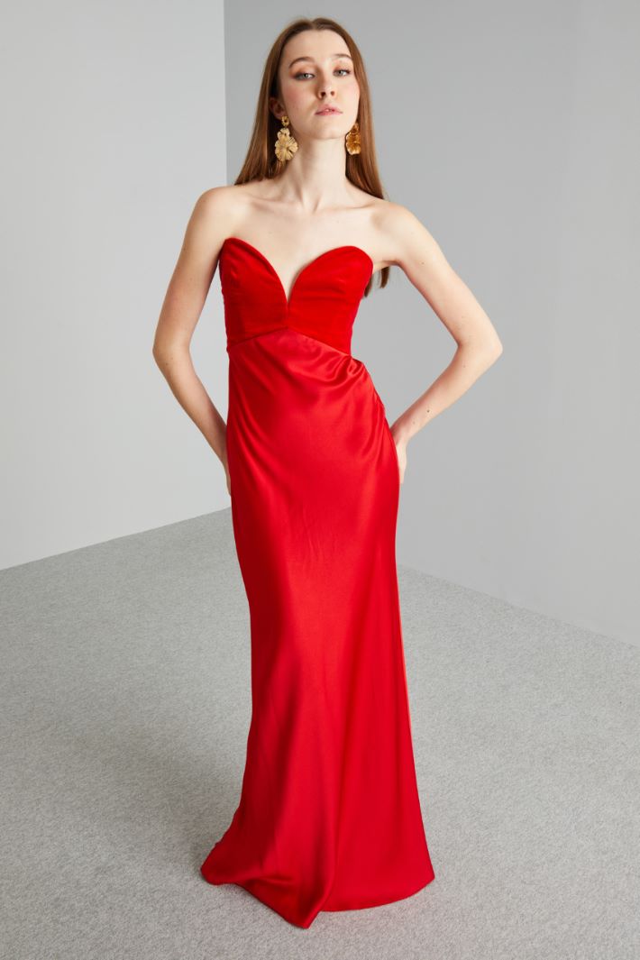 Abito bustier in envers satin - ROSSO FUOCO - Fashion Market - 2