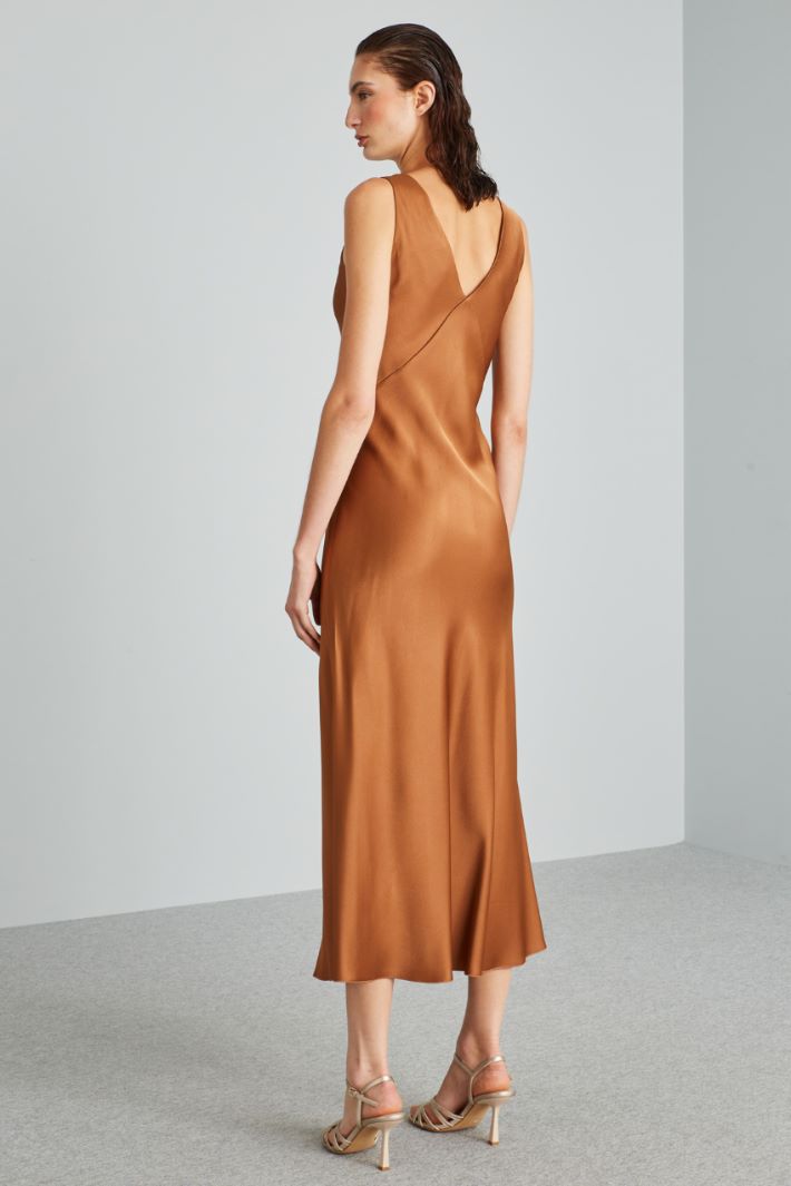 Abito fluido in envers satin - BRONZO - Fashion Market - 4