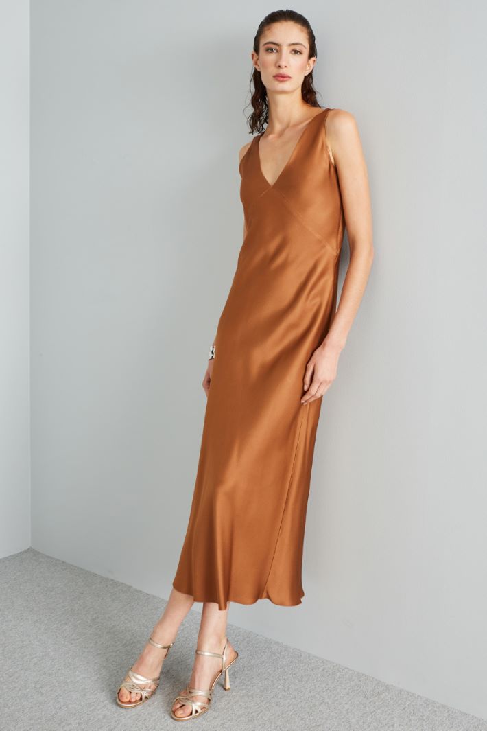 Abito fluido in envers satin - BRONZO - Fashion Market - 2