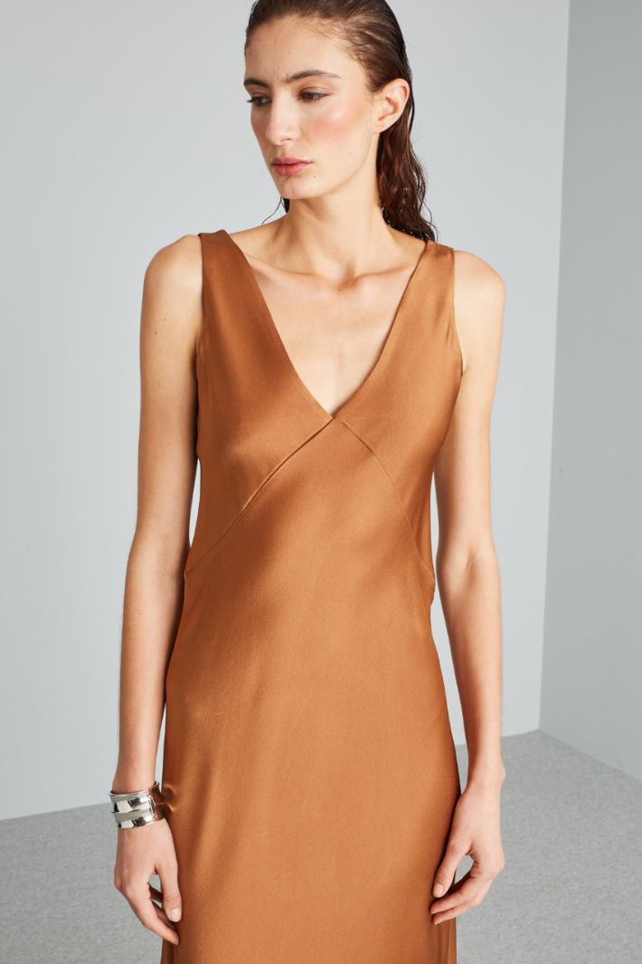 Abito fluido in envers satin - BRONZO - Fashion Market - 3