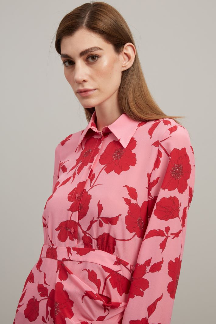Abito in seta stampata - ROSA ROSSO - Fashion Market - 4