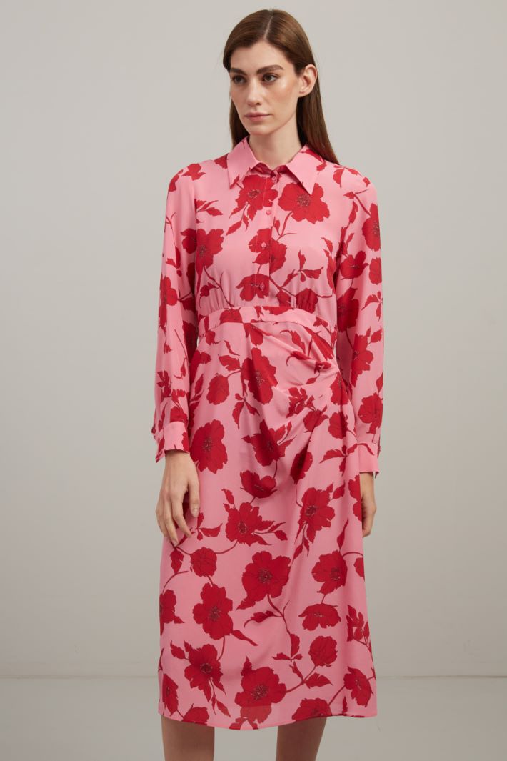 Abito in seta stampata - ROSA ROSSO - Fashion Market - 2