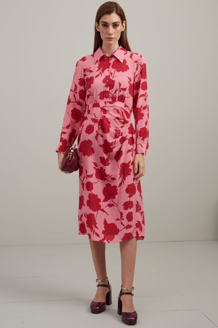 Abito in seta stampata - ROSA ROSSO - Fashion Market