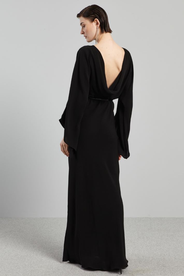Abito con drappo sulla schiena - NERO - Fashion Market - 4