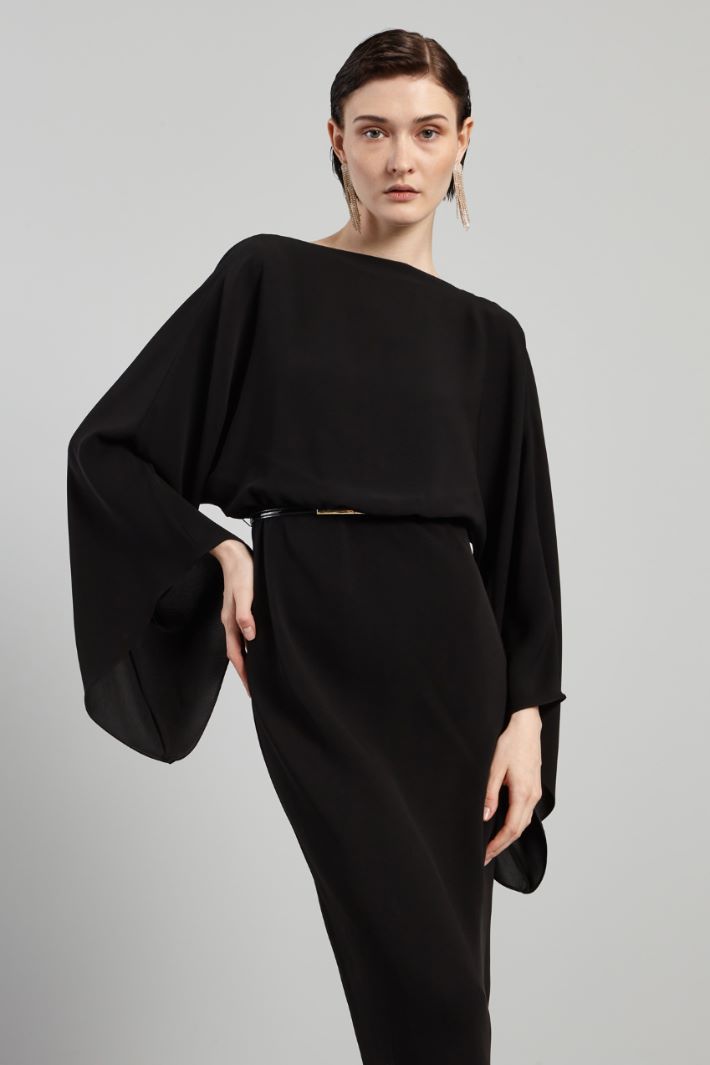 Abito con drappo sulla schiena - NERO - Fashion Market - 2