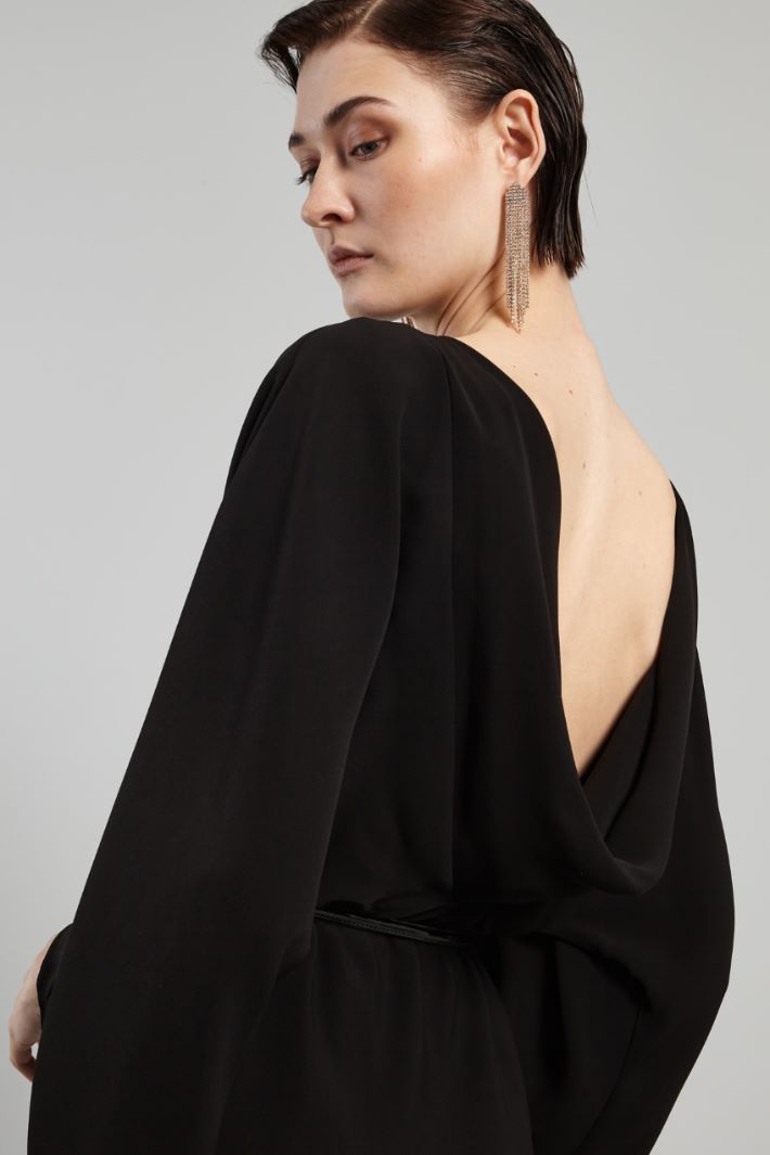 Abito con drappo sulla schiena - NERO - Fashion Market - 3
