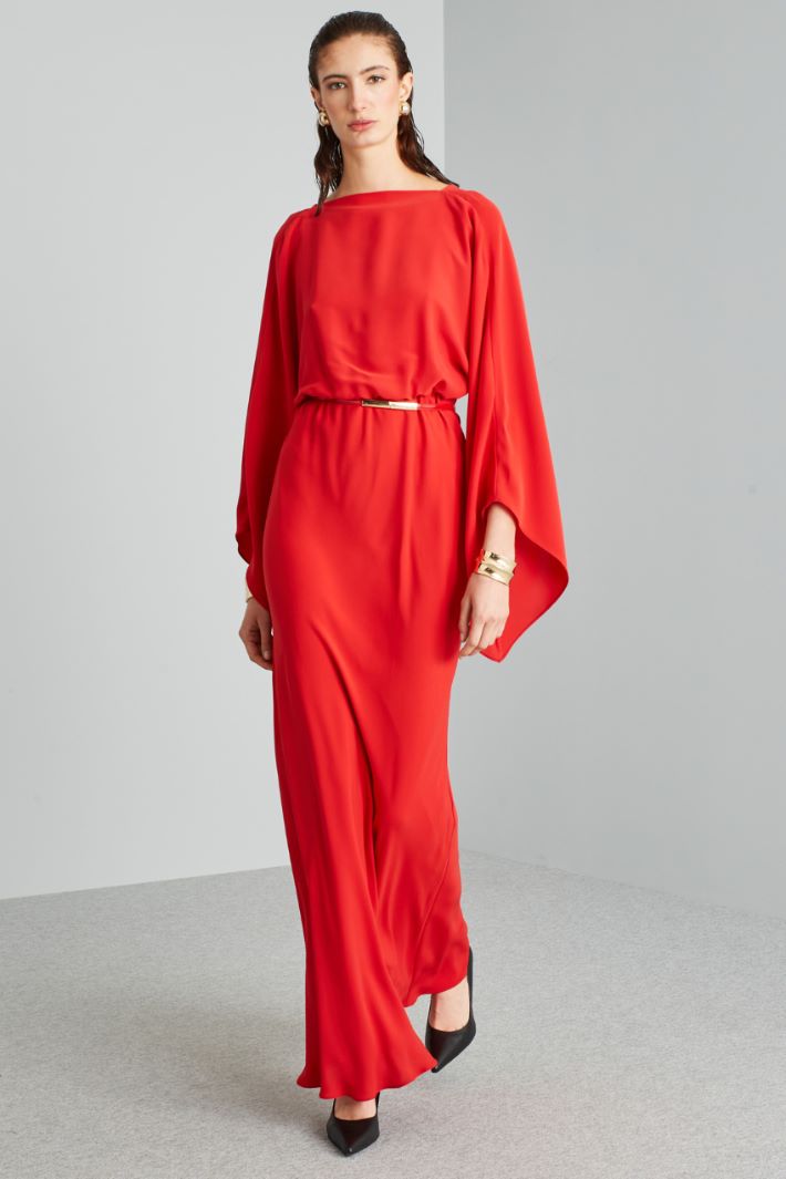Abito con drappo sulla schiena - ROSSO FUOCO - Fashion Market - 2