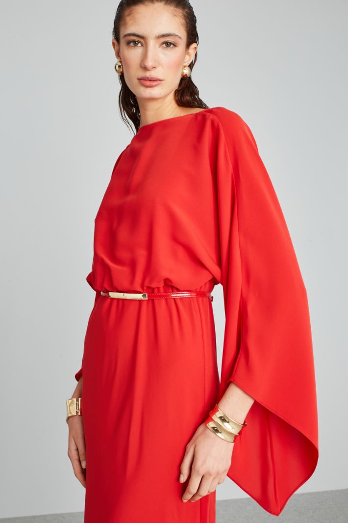 Abito con drappo sulla schiena - ROSSO FUOCO - Fashion Market - 3