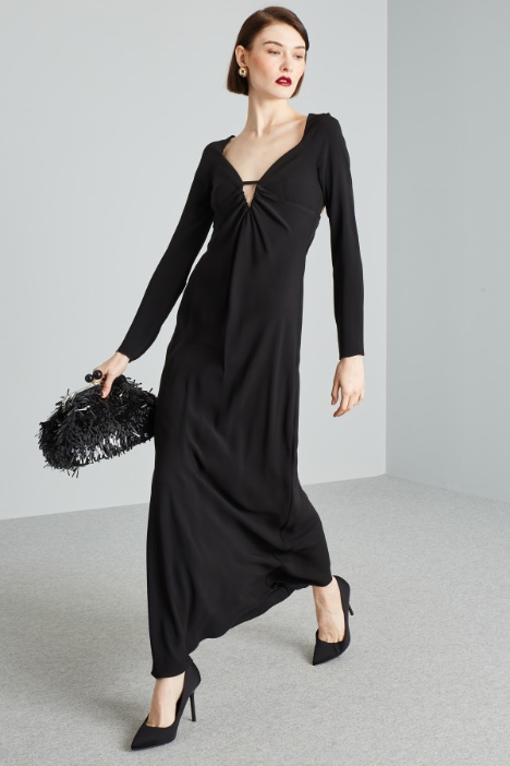 Abito lungo con scollo a V - Fashion Market