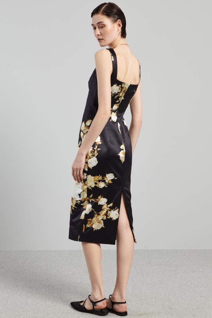 Abito in duchesse stampata - NERO ORO - Fashion Market - 4
