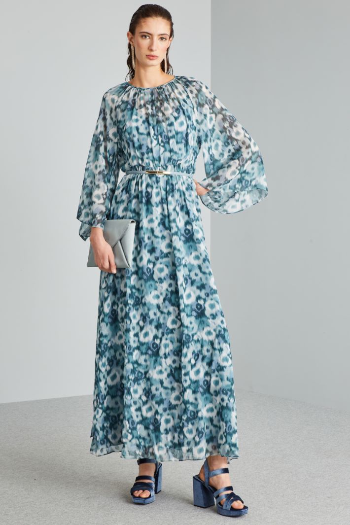Abito con maniche ampie - AVIO AZZURRO BIANCO - Fashion Market