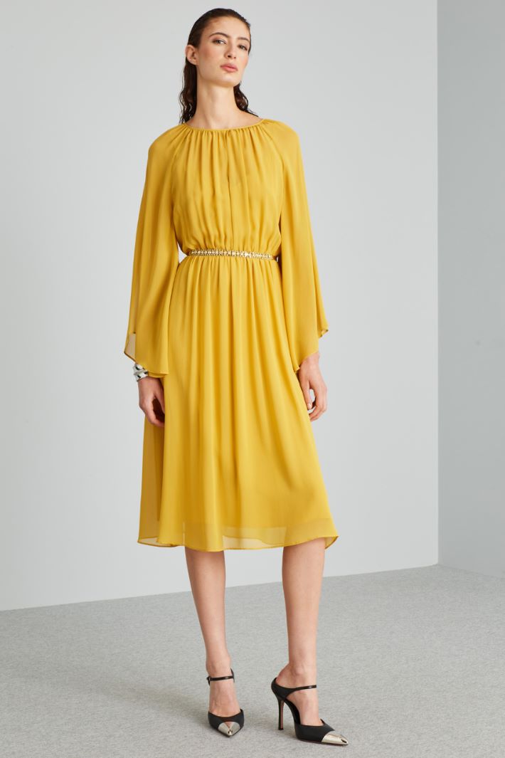 Abito midi in pura seta - SENAPE - Fashion Market