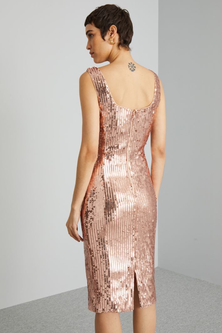 Tubino smanicato con paillettes - ROSA ANTICO - Fashion Market - 4