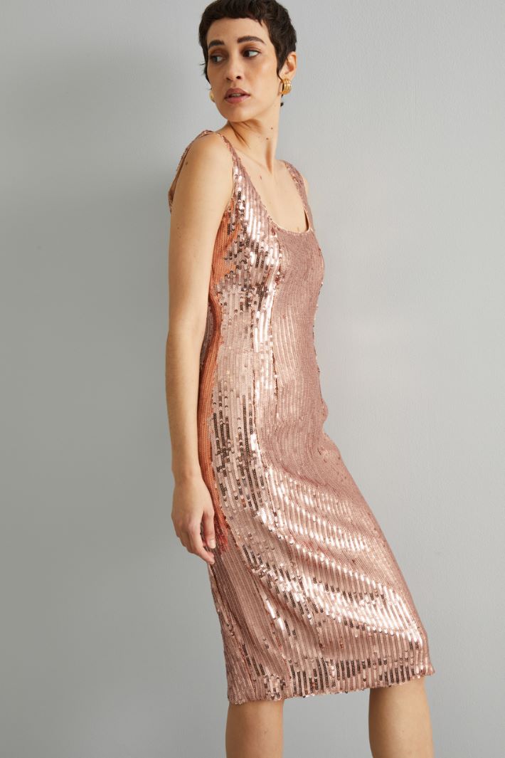Tubino smanicato con paillettes - ROSA ANTICO - Fashion Market - 2