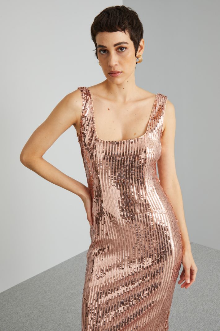 Tubino smanicato con paillettes - ROSA ANTICO - Fashion Market - 3