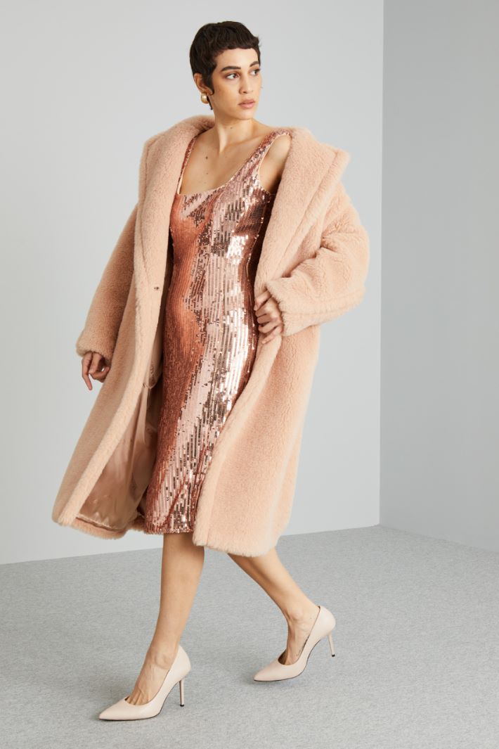 Tubino smanicato con paillettes - ROSA ANTICO - Fashion Market