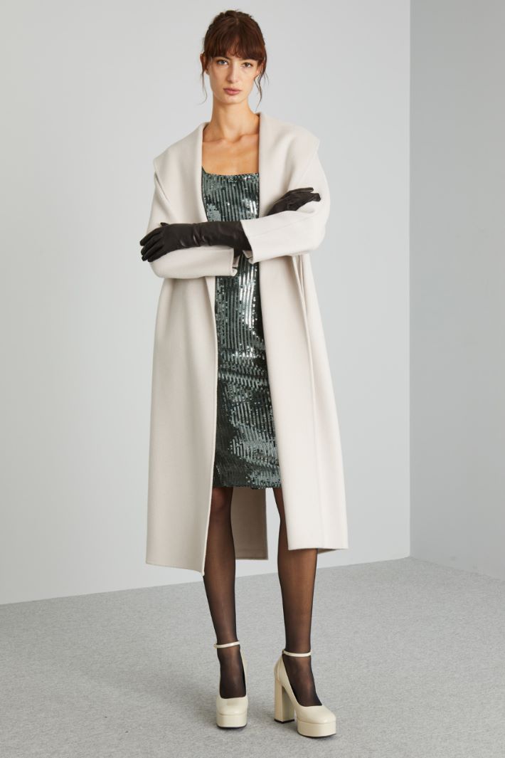 Tubino smanicato con paillettes - VERDE - Fashion Market