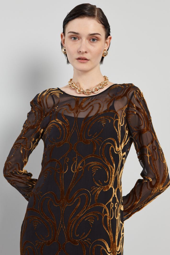 Abito in velluto dévoré - BRONZO NERO - Fashion Market - 2